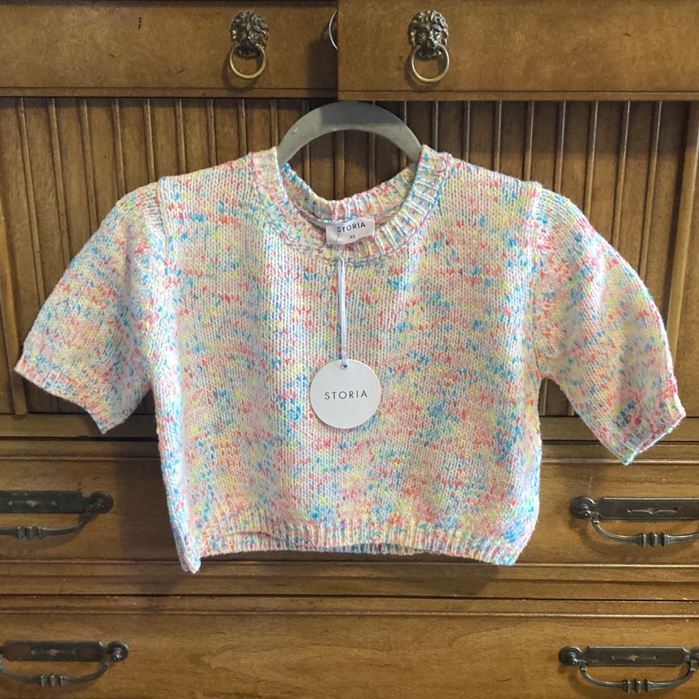 STORIA Pastel Speckled Crop Sweater